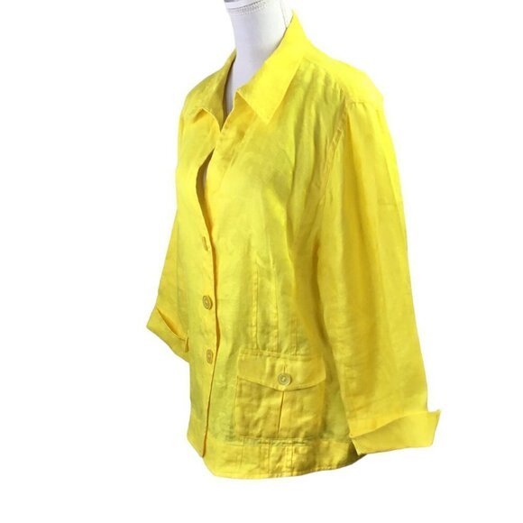 100% Linen Blazer 16W Jones New York Collection Suit Jacket 3/4 Sleeve 3 Button - Picture 4 of 10